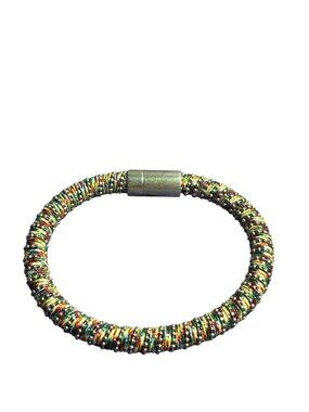 Multicolor Thread Goldtone Bracelet Magnetic Clasp 6 inches